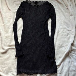 Forever 21 Mesh Sparkle Long Sleeve Mini Dress